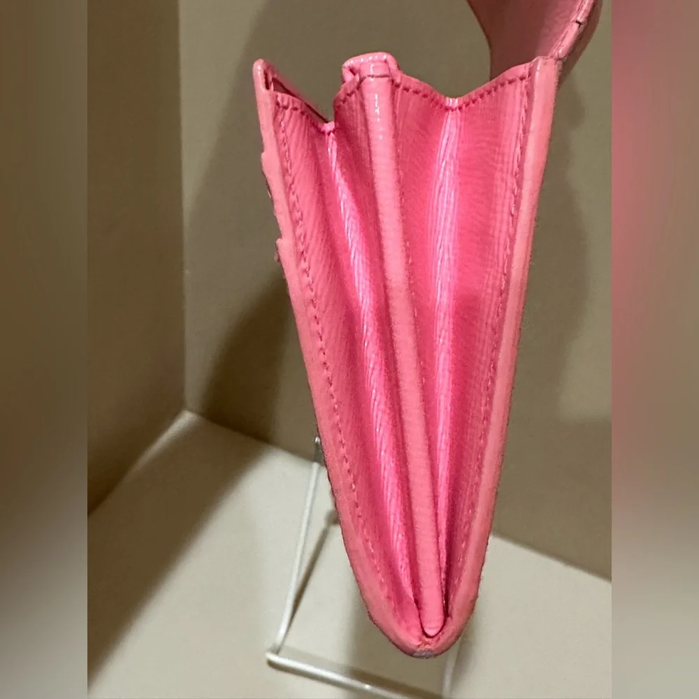 Christian Dior Pink Leather Clasp Front Long Wallet w/unbranded chain